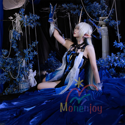 ชุดคอสเพลย์ Monenjoy Narushio Cartesia, ชุดทางการ Fleur-de-Lis, ชุดอัศวินพเนจร, ชุดหรูหรา, หูเอลฟ์, เสื้อกล้ามสีดำและเลกกิ้ง, กระโปรงจำลองสี, รุ่นพรีเมียม