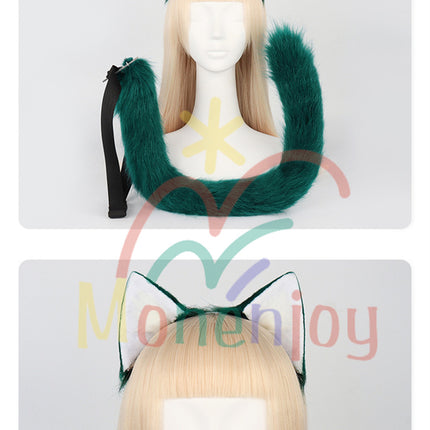 Monenjoy 原神 魈(しょう) ふわふわ　耳飾り＋尻尾　可愛い　萌えグッズ　猫耳 きつね耳　コスプレ道具　アクセサリー　 - Monenjoy