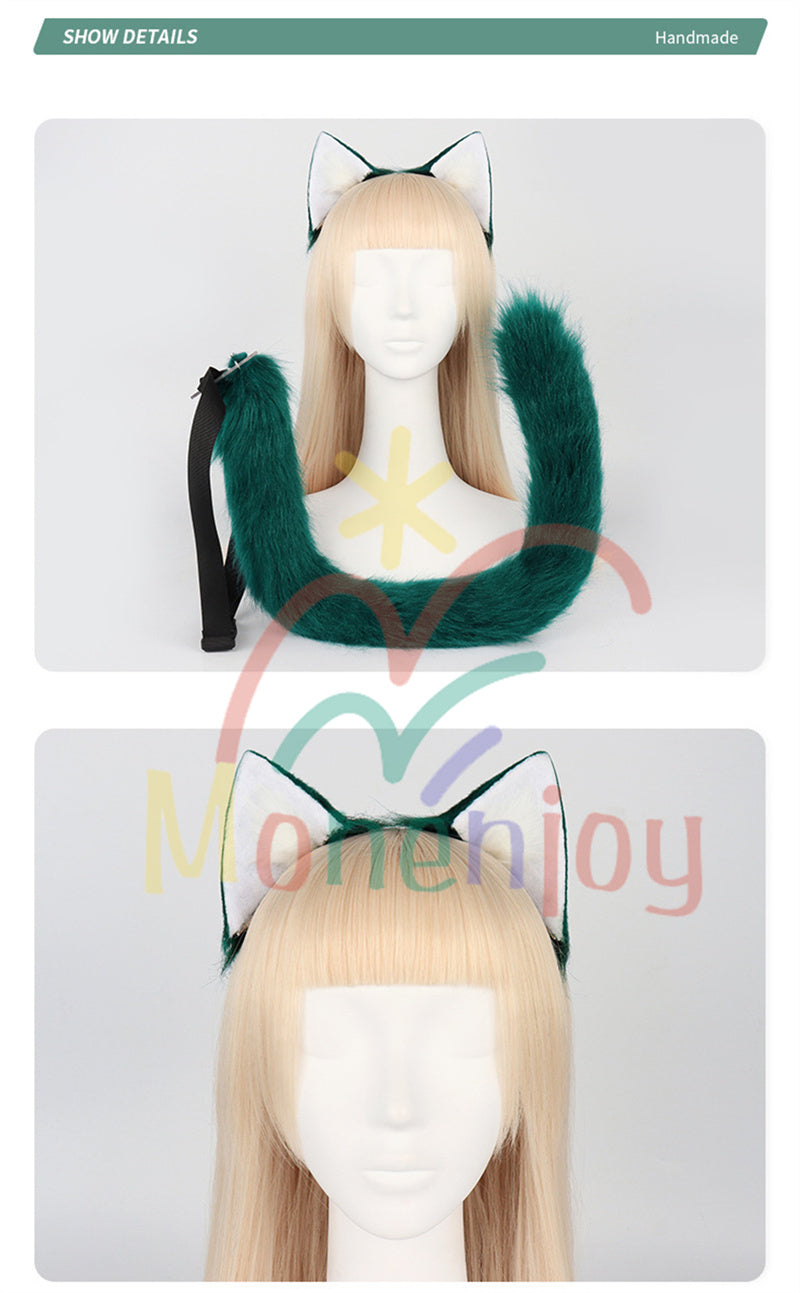 Monenjoy 原神 魈(しょう) ふわふわ　耳飾り＋尻尾　可愛い　萌えグッズ　猫耳 きつね耳　コスプレ道具　アクセサリー　 - Monenjoy