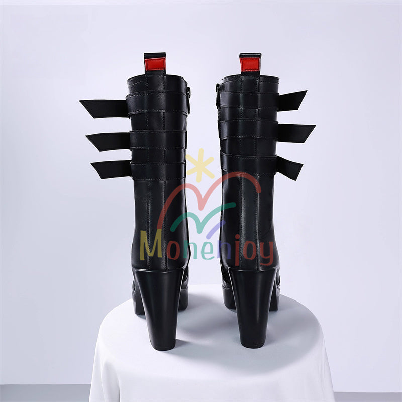 Monenjoy　ゼンレスゾーンゼロ　浮波柚葉　コスプレ道具　シューズ　ブーツ　ロングブーツ　黒色　地雷系　Ukinami Yuzuha　怪啖屋　イベント　おもちゃ