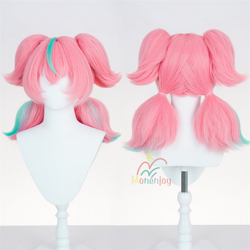 Monenjoy　ゼンレゼンレスゾーンゼロ アリア ウィッグ　43cm カツラ　ピンク色 ゼンゼロ／ZZZ 　ヘアアクセサリー　妄想エンジェル　コスチューム