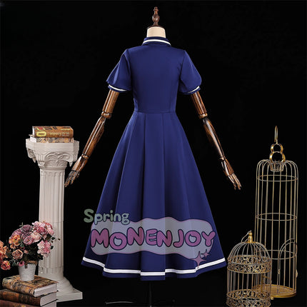Monenjoy ชุดคอสเพลย์ฤดูร้อนของ Cardcaptor Sakura Kinomoto และ Syaoran Li ชุดนักเรียนประถม ชุดกะลาสีพร้อมปักโลโก้ สร้างขึ้นใหม่อย่างสมบูรณ์แบบจากอนิเมะ รุ่นชุดนักเรียนมัธยมต้น