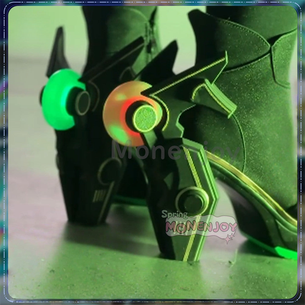 Monenjoy　鳴潮 リンネー シューズ　ブーツ　コスプレ道具　靴　10cm　PU革　発光対応 MONENJOY