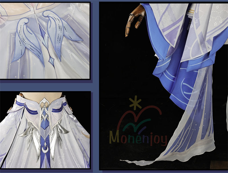 Monenjoy 原神 コロンビーナ コスプレ衣装　少女　コスチューム　髪飾り＋アイマスク付　3ｄ樹脂製パーツ　 ナドクライ編 執行官 月の少女 Damselette Columbina コスプレ衣装　ジャカード生地 コスチューム