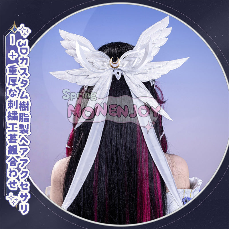 Monenjoy 原神 コロンビーナ 少女　コスチューム コスプレ衣装　　髪飾り＋アイマスク付　3ｄ樹脂製パーツ 執行官 月の少女 Damselette Columbina コスプレ衣装