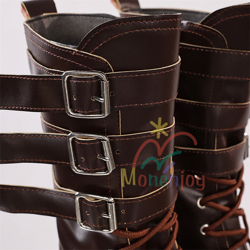 Monenjoy　ゼンレスゾーンゼロ　浮波柚葉　コスプレ道具　茶色　シューズ　ブーツ　ロングブーツ　地雷系　Ukinami Yuzuha　怪啖屋　イベント　おもちゃ