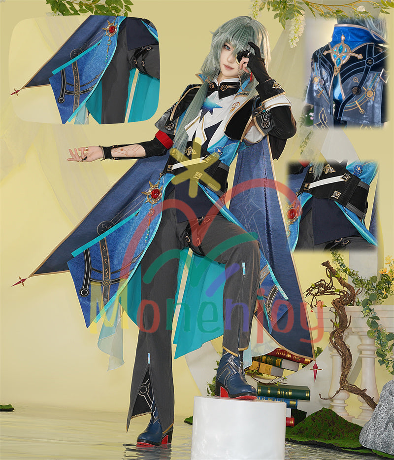 Monenjoy　崩壊スターレイル　アナイクス　コスプレ　Anaxa　豪華　アナクサゴラス　コスプレ衣装　金属製腰飾り　刺繍花紋　イベント　コスチューム　仮装　 - Monenjoy