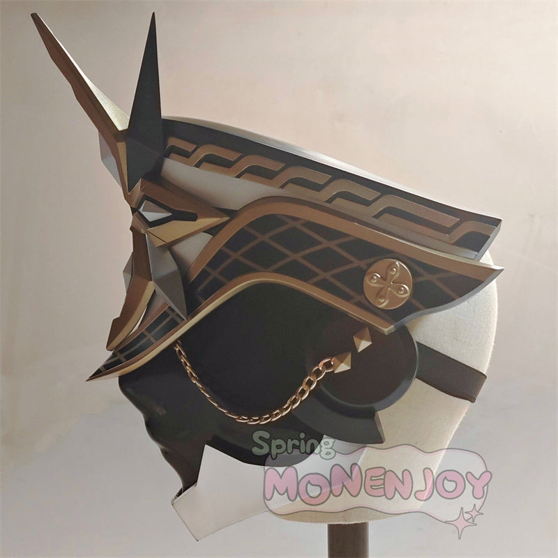 Monenjoy　原神　隊長 カピターノ ヘルメット　コスプレ道具　仮面　FRP＋アクリル製　武器モデル　ファトゥス　ファデュイ執行官　舞台道具