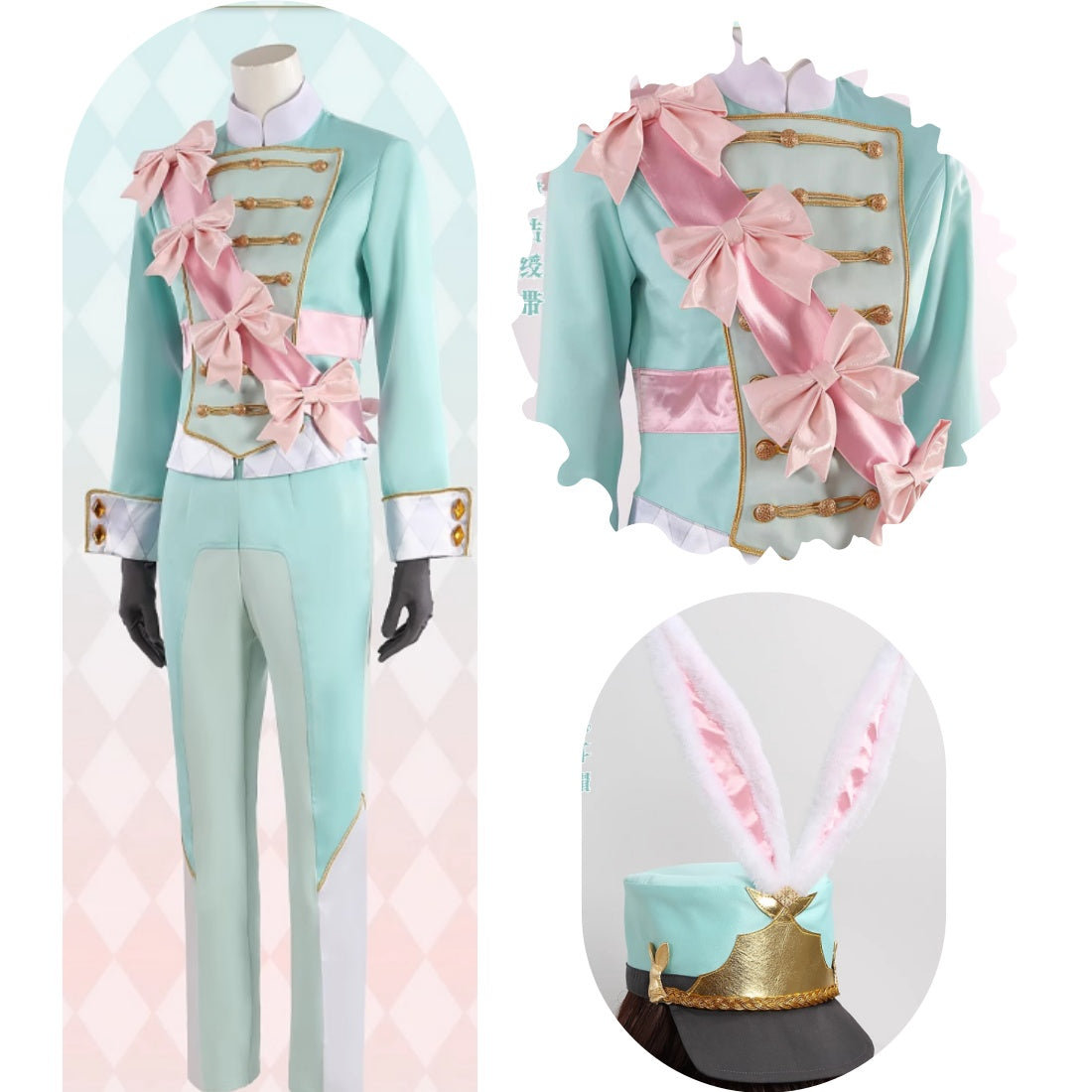 Monenjoy ツイステ 薔薇の王国のホワイト ラビット・フェス シルバー 限定衣装　コスプレ衣装　帽子付　ラビット・ウェア　イベント　仮装　ハロウィン - Monenjoy