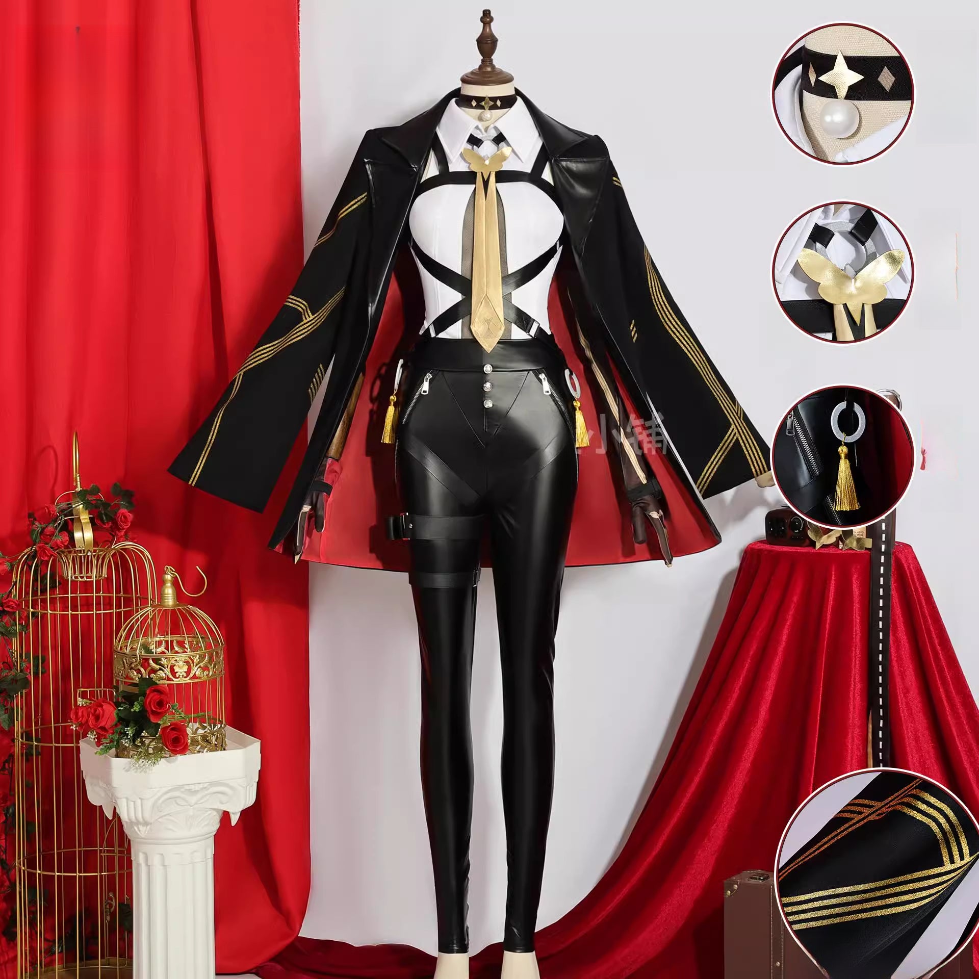 Monenjoy ゼンゼロ イヴリンコスプレ衣装　髪飾り　ジャケット　髪飾セット付き 全アクセサリー付 ゼンレスゾーンゼロ　コスチューム　ハロウィン　イベント　仮装　 - Monenjoy