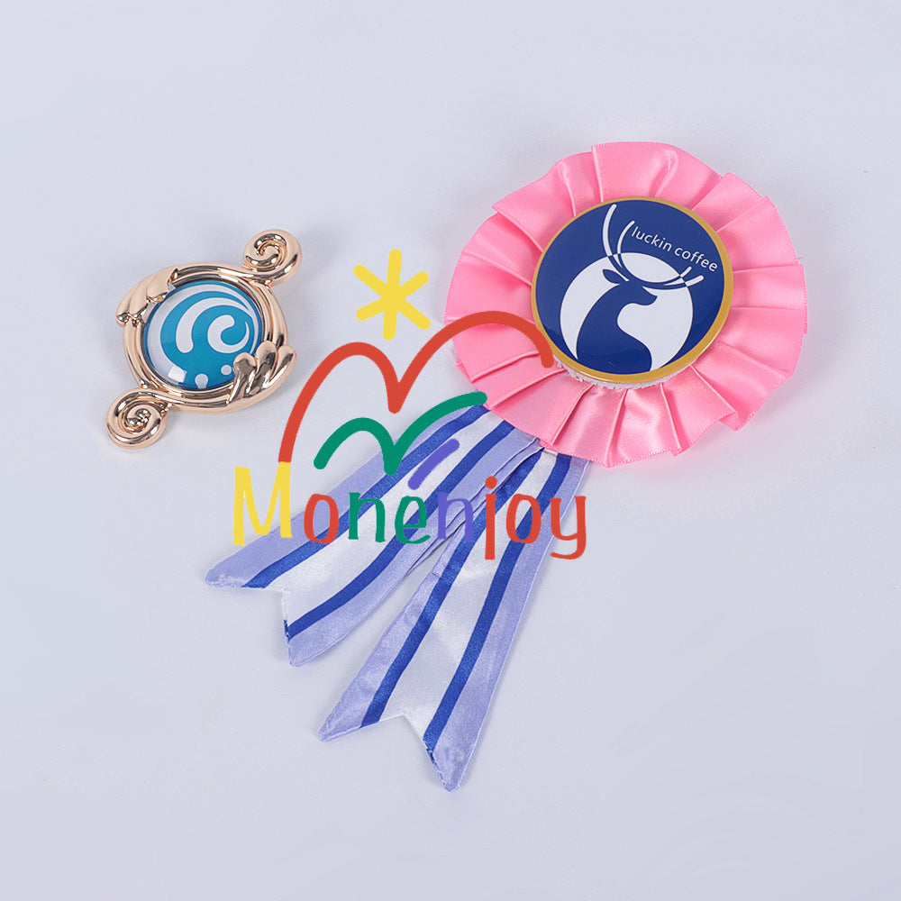 Monenjoy　原神　ラッキンコーヒー コラボ　シグウィン　メイド服　ワンピース　スカート　コスプレ道具　可愛い　尻尾付　髪飾り贈　アクセサリー - Monenjoy