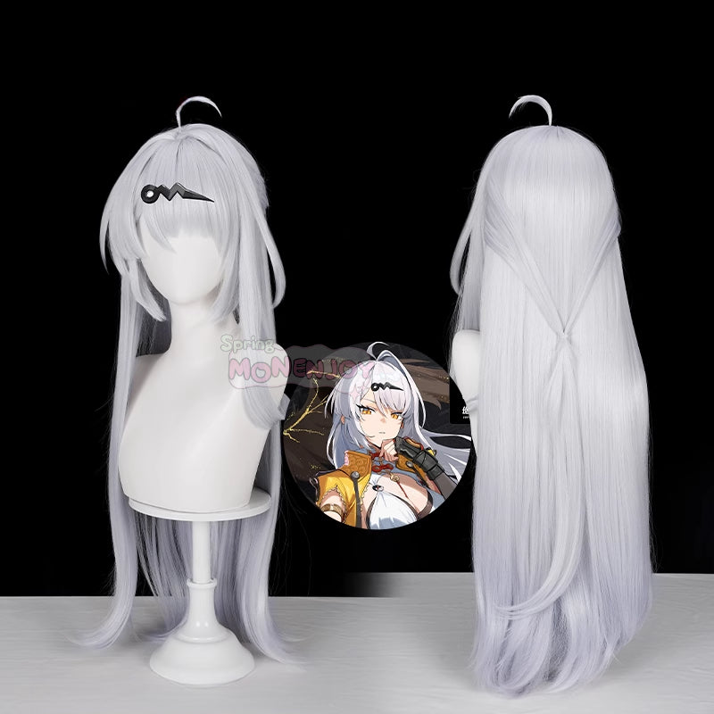 Monenjoy ゼンゼロ イーシェン 儀玄 コスプレ ウィッグ　カツラ　白色　ンレスゾーンゼロ　つげ毛　85cm　 - Monenjoy