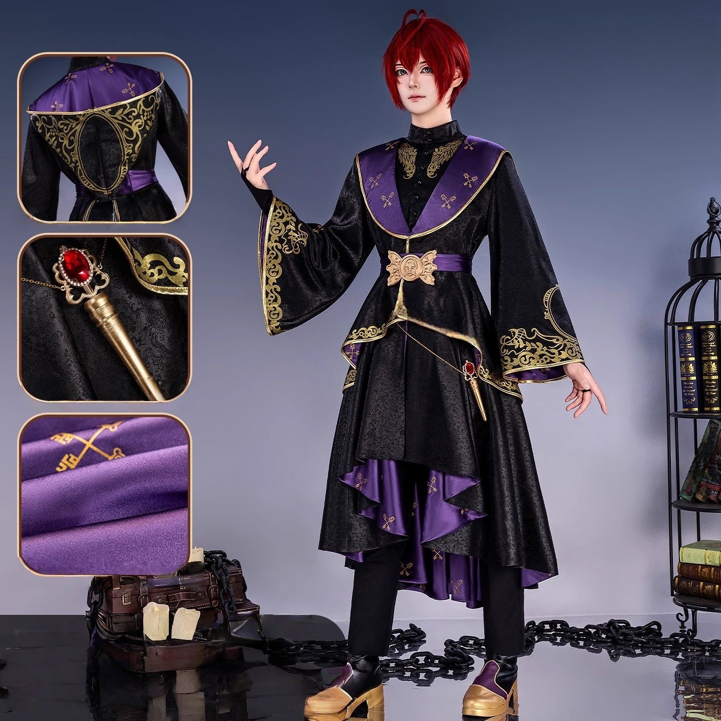 ツイステ、コスプレ小道具 専用出品】ツイステ リドルの杖&ブーツカバー コスプレ 小道具