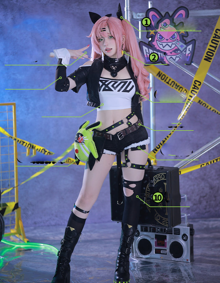 Monenjoy ゼンレスゾーンゼロ 邪兎屋　ニコ・デマラ コスチューム　ホロウ調査協会 ゼンゼロ/ZZZ　衣装　可愛い　女の子　コスプレ　撮影衣装　コス　COS　演出　花火祭　ハロウィン　イベント　変装　学園祭 - Monenjoy