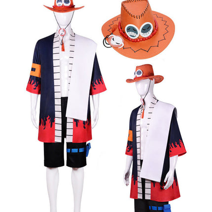 Monenjoy ONEPIECE 火拳のエース 帽子付　白ひげ海賊団 超新星編 衣装 ユニフォーム コスチューム　少年漫画　COS　ハロウィン　舞台衣装　学園祭　クリスマス　イベント - Monenjoy