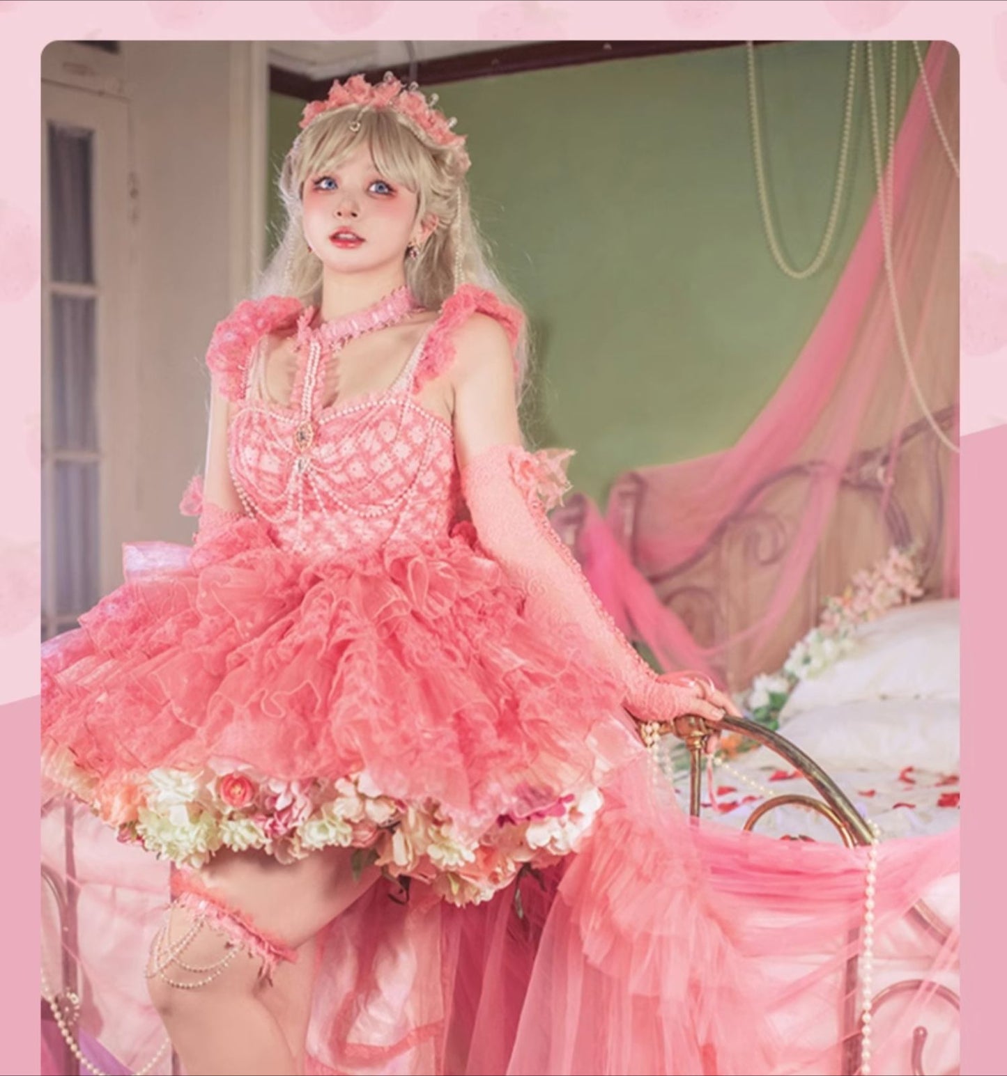 Monenjoy　ロリータ　ペチコート　花　クリノリン　バッスル　ティアードペチコート　ふわもこアンダー　ふんわり　コスプレ道具　地雷系　GS1220 - Monenjoy