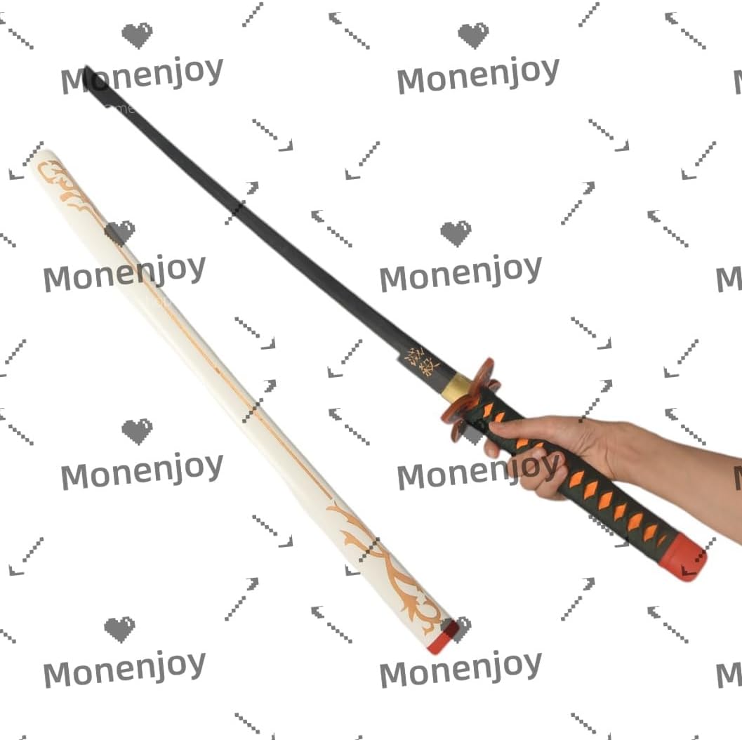 Monenjoy 鬼滅の刃　日輪刀 100cm 武器レプリカ　 冨岡　木 撮影 おもちゃ 武器 木 ハロウィン 舞台道具 剣士 コスプレ道具 レプリカ　 - Monenjoy