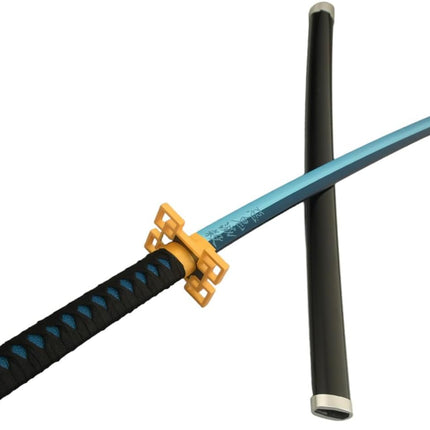 Monenjoy 鬼滅の刃　日輪刀 時透 無一郎 76cm 子供 手遊び 大正時代 サムライ 美術刀　ときとう むいちろう おもちゃ レプリカ 木製造 　イベント キッズ コスプレ道具 仮装 ハロウィン COS cosplay