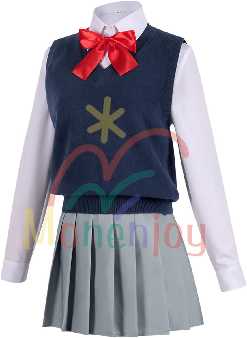 Monenjoy 2.5次元の誘惑 にごリリ 天乃リリサ コスチューム JK服 高校服 ユニフォーム コスプレ衣装 髪飾り付 cosplay ハロウィン クリスマス 仮装 イベント スカート - Monenjoy