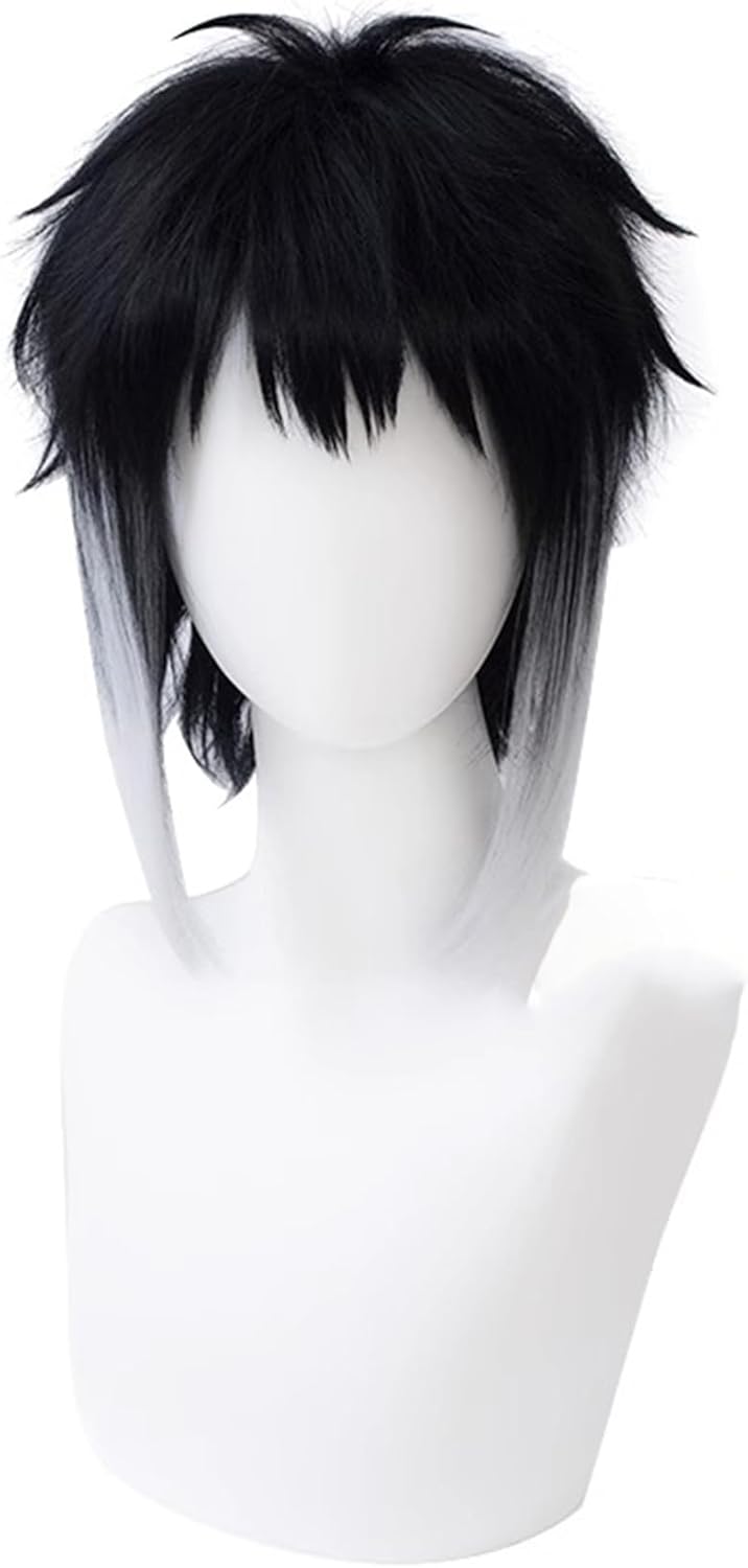 Monenjoy 文豪ストレイドッグス 芥川龍之介 ウィッグ 30cm 文スト 公演 コスプレ 衣装 舞台 ウィッグ ロング 自然 つけ毛 ルーズ メッシュ 耐熱 自然 グラデーション フルウィッグ バレない セミロング ミディアム ハロウィン ハイトーンカラー - Monenjoy