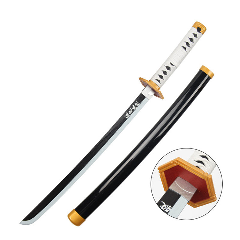 Monenjoy 鬼滅の刃 日輪刀 鬼狩り 我妻 善逸 77cm　グッズ 剣戟奇譚 竈門 和風 大正時代 子供用 コスプレ 舞台 おもちゃ 木 イベント 祭り - Monenjoy