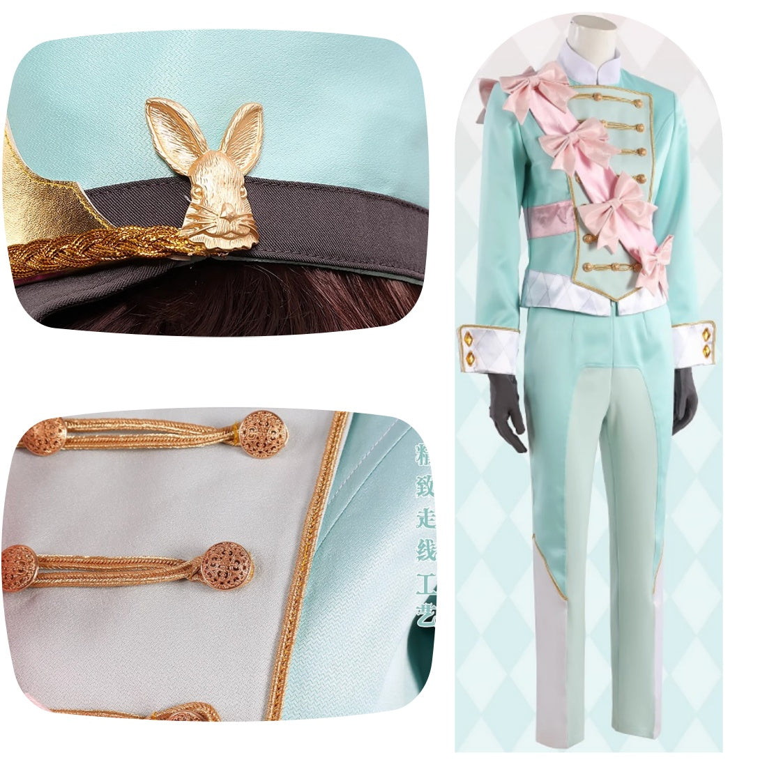 Monenjoy ツイステ 薔薇の王国のホワイト ラビット・フェス シルバー 限定衣装　コスプレ衣装　帽子付　ラビット・ウェア　イベント　仮装　ハロウィン - Monenjoy