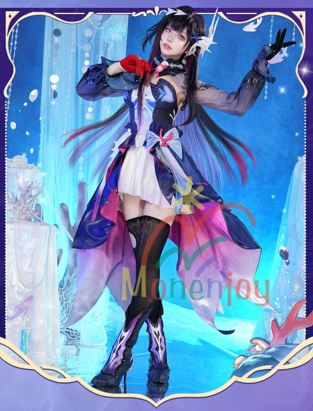 Monenjoy 崩壊スターレイル　セイレンス　Hysilens 女騎士 オンパロス シューズカバー付　3d樹脂髪飾り　コスプレ衣装 プロ仕様