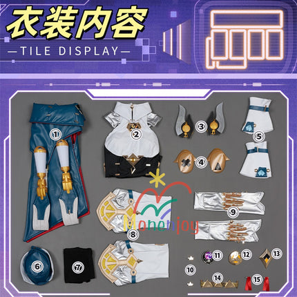Monenjoy Genshin Impact Ineffa Cosplay Costume with Earphones, Hat, and Thigh Covers - Perfect Reproduction of the Nova's Powered Robot Girl, Halloween