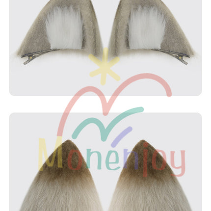 Monenjoy 原神 リネット ふわふわ　耳飾り＋尻尾　可愛い　萌えグッズ　猫耳 きつね耳　コスプレ道具　アクセサリー　