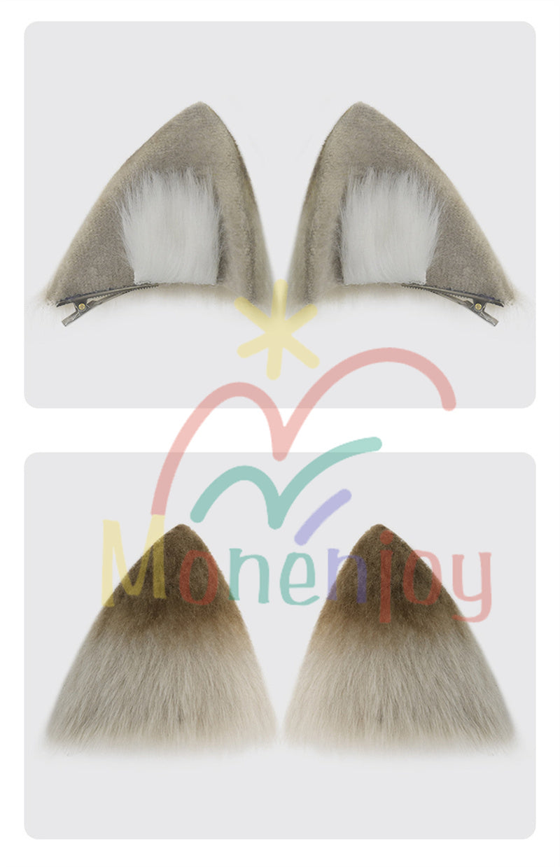 Monenjoy 原神 リネット ふわふわ　耳飾り＋尻尾　可愛い　萌えグッズ　猫耳 きつね耳　コスプレ道具　アクセサリー　 - Monenjoy