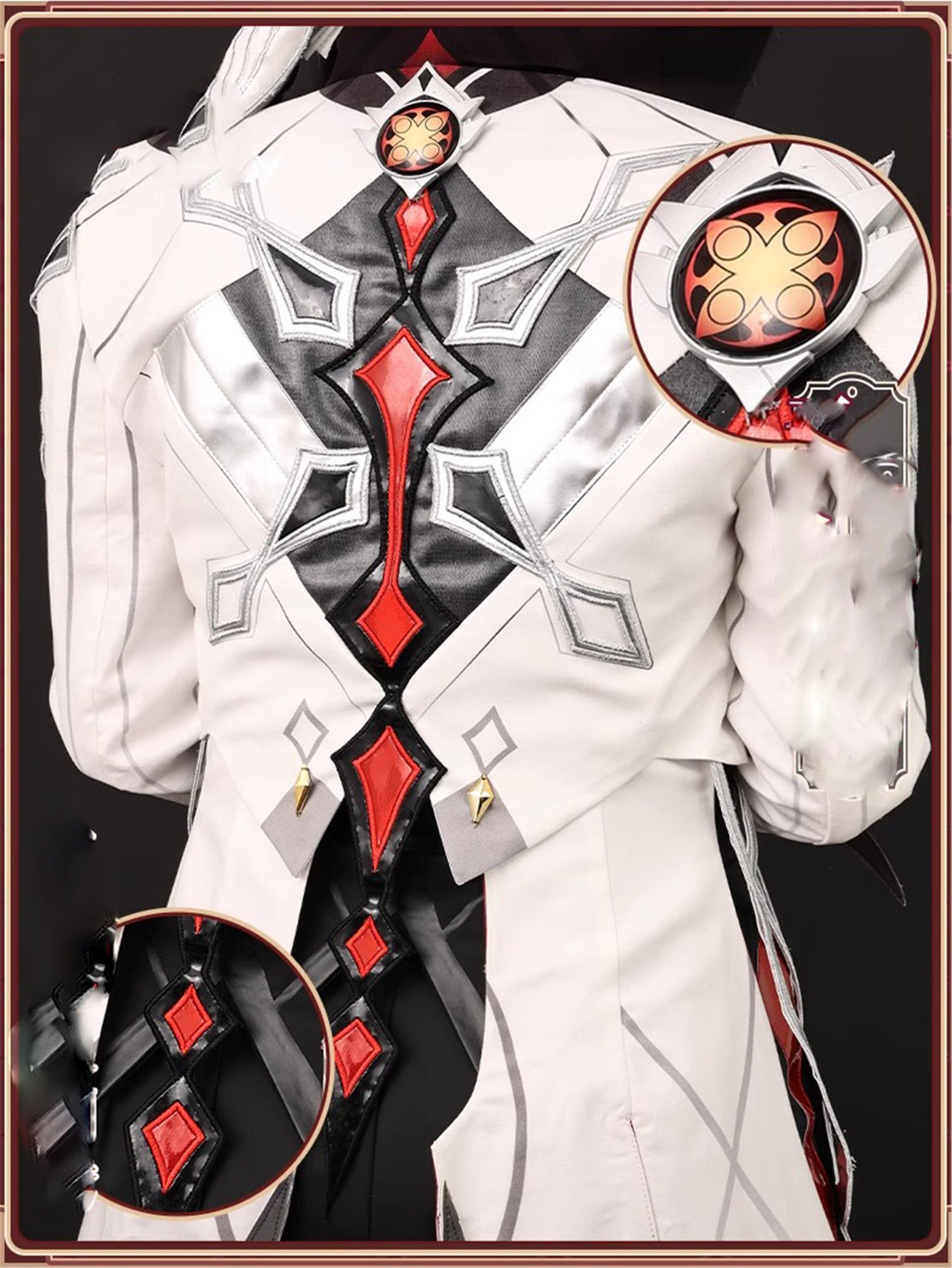 Monenjoy　原神　アルレッキーノ　召使　ファデュイ執行官　火力源　元素爆発 召使　神の目 コスチューム　衣装　ハロウィン　クリスマス　衣装　イベント　変装　cosplay　男女兼用 - Monenjoy