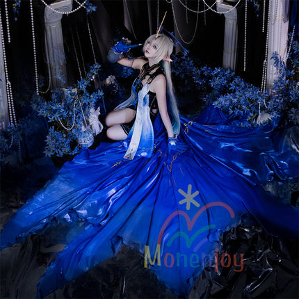 ชุดคอสเพลย์ Monenjoy Narushio Cartesia, ชุดทางการ Fleur-de-Lis, ชุดอัศวินพเนจร, ชุดหรูหรา, หูเอลฟ์, เสื้อกล้ามสีดำและเลกกิ้ง, กระโปรงจำลองสี, รุ่นพรีเมียม