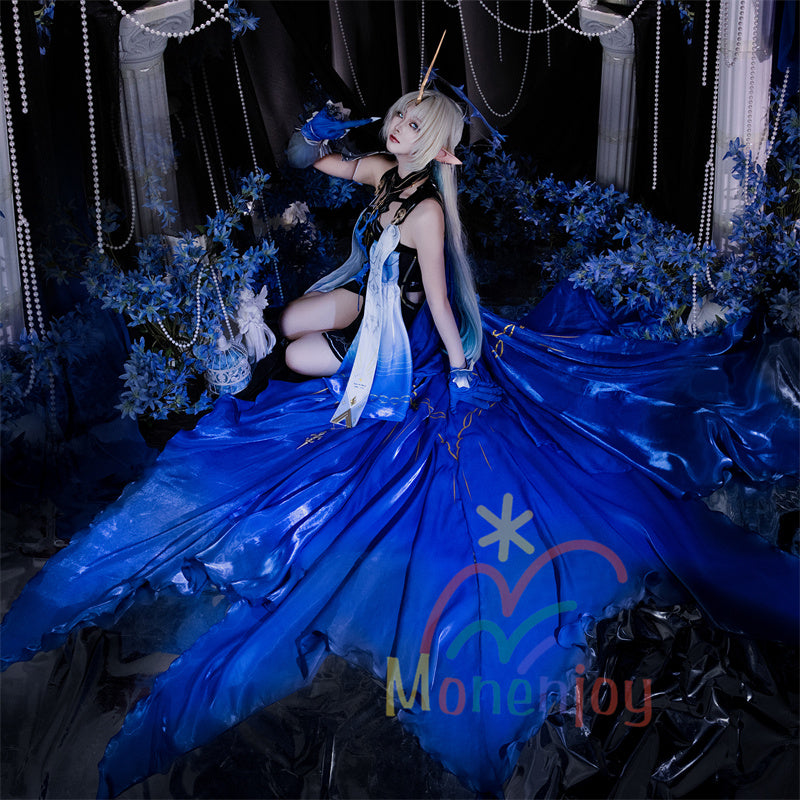 Monenjoy 鳴潮 カルテジアコスプレ衣装　 フルールドリス 礼服　放浪騎士　豪華コス衣装　エルフ耳+黒キャミ+スパッツ付属 スカート色完全再現 プレミアム版