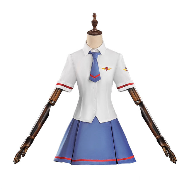 Monenjoy ชุดคอสเพลย์ฤดูร้อนของ Cardcaptor Sakura Kinomoto และ Syaoran Li ชุดนักเรียนประถม ชุดกะลาสีพร้อมปักโลโก้ สร้างขึ้นใหม่อย่างสมบูรณ์แบบจากอนิเมะ รุ่นชุดนักเรียนมัธยมต้น