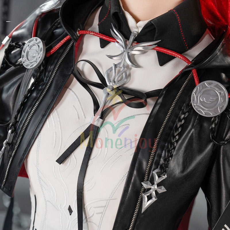 Monenjoy アークナイツ 新約エクシア コスプレ衣装　刺繍柄　LED光輪 3ｄ樹脂アクセサリー　 高再現度 戦闘服デザイン　 Exusiai the New Covenant