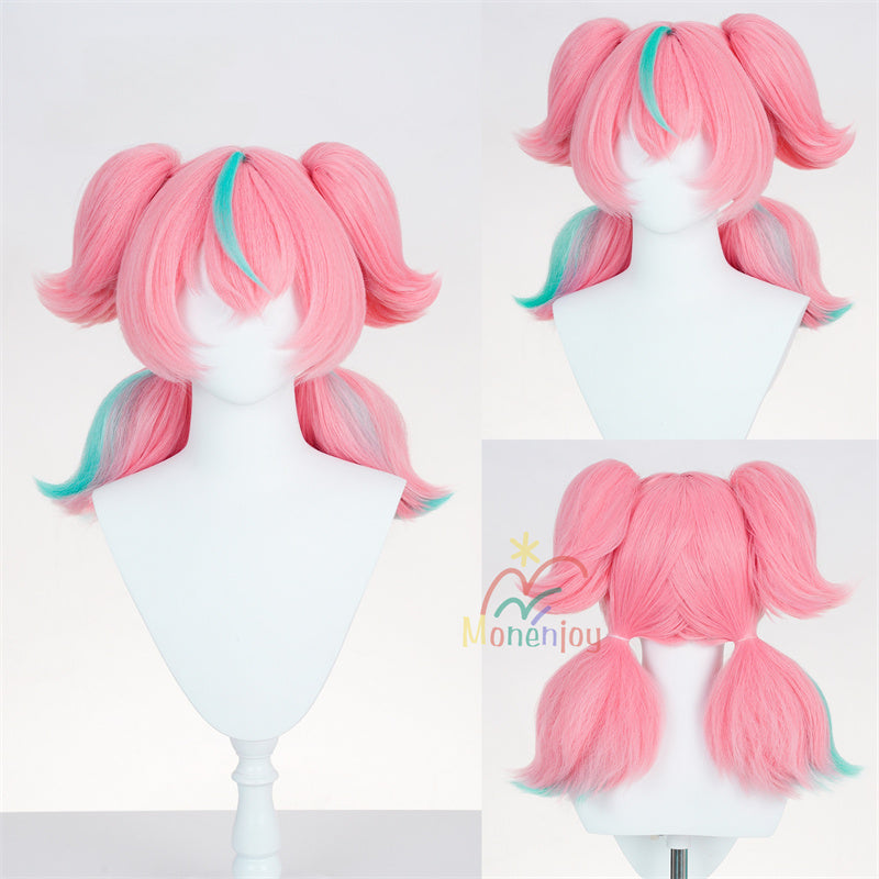 Monenjoy　ゼンレゼンレスゾーンゼロ アリア ウィッグ　43cm カツラ　ピンク色 ゼンゼロ／ZZZ 　ヘアアクセサリー　妄想エンジェル　コスチューム