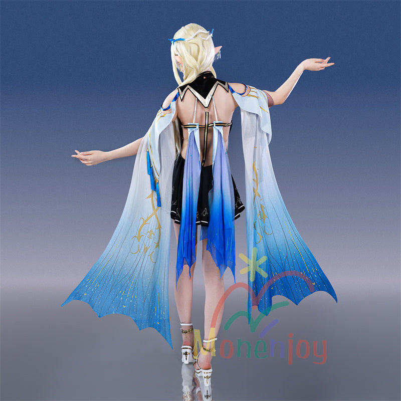 Monenjoy 鳴潮 カルテジアコスプレ衣装　 Cartethyia　フルールドリス 礼服　放浪騎士　豪華コス衣装　エルフ耳+黒キャミ+スパッツ付属 スカート色完全再現