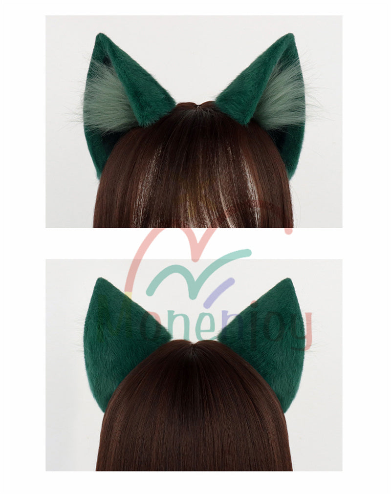 Monenjoy 薬屋のひとりごと 猫猫（マオマオ）　ふわふわ　耳飾り＋尻尾　可愛い　萌えグッズ　猫耳 きつね耳　コスプレ道具　アクセサリー　 - Monenjoy