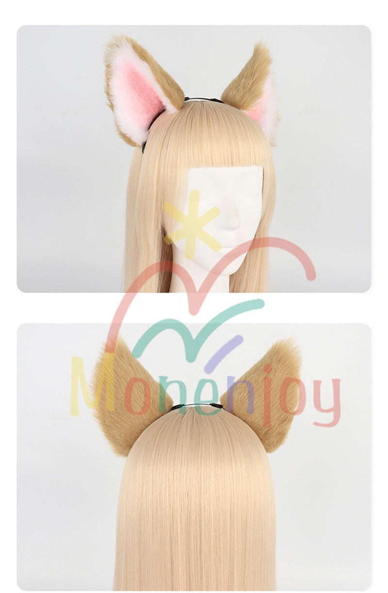 Monenjoy 原神 ゴロー ふわふわ　耳飾り＋尻尾　可愛い　萌えグッズ　猫耳 きつね耳　コスプレ道具　アクセサリー　 - Monenjoy