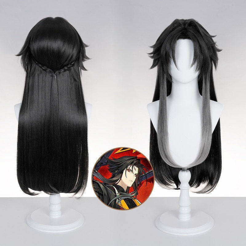 Monenjoy ゼンゼロ　葉釈淵 ウィッグ かつら　雲嶽山　2形態　雲嶽山　鬘｜全長72cm（グレイッシュブラウン）・特注ダークブラウンハイライト