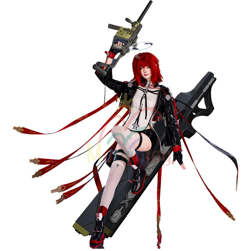 SM在庫あり。売り切れ次第終了 Monenjoy アークナイツ 新約エクシア コスプレ衣装　刺繍柄　3ｄ樹脂アクセサリー　 高再現度 戦闘服デザイン　 Exusiai the New Covenant