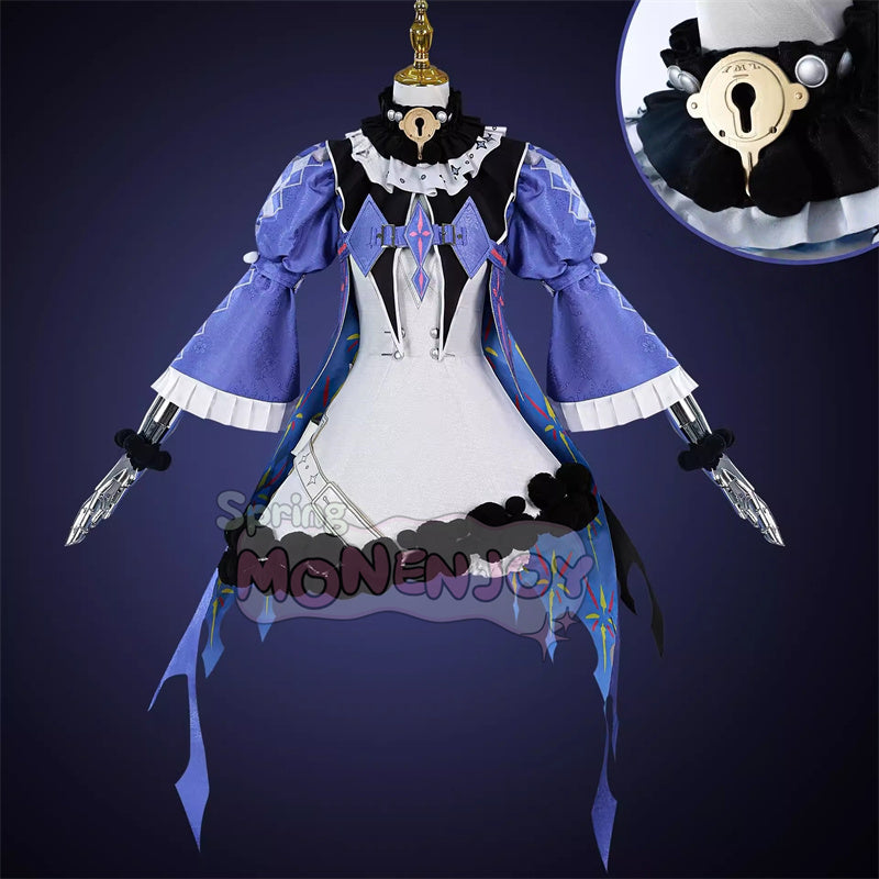「在庫限り・完売次第終了」Monenjoy 鳴潮 ロココ コスプレ衣装　 愚者の劇団 ドレス+仮面ヘッドドレス+指輪付属 別売ウィッグ＆ブーツで完成度UP