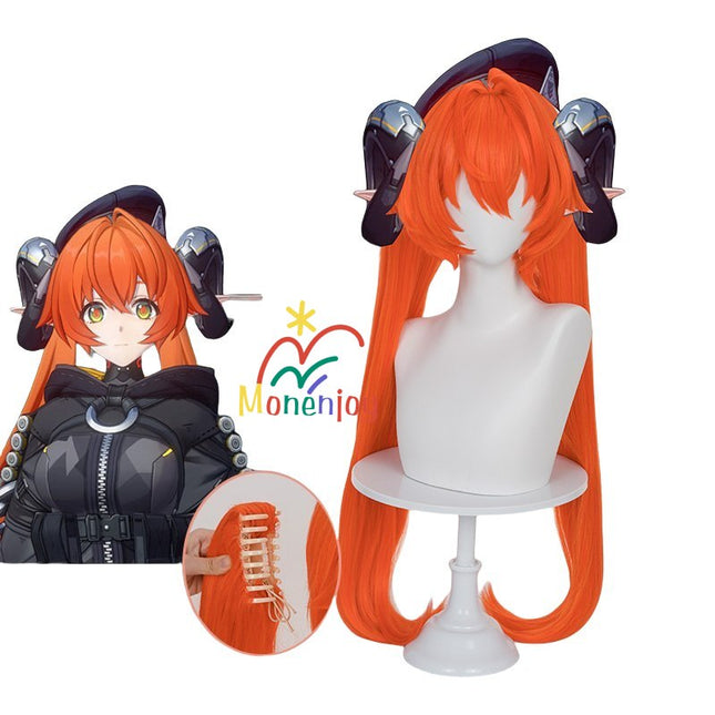 Monenjoy Zenless Zone Zero Orpheus Will-o'-the-Wisp วิกผมสีส้ม อุปกรณ์คอสเพลย์ Zenless Zone Zero 