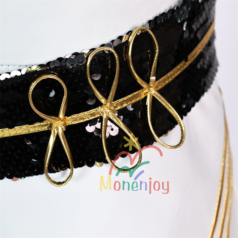 Monenjoy KPOP Girls! Demon Hunters Rumi Mila Zoe Cosplay Costume Stage Clothes Black Sparkly Live Clothes KPop Demon Hunters