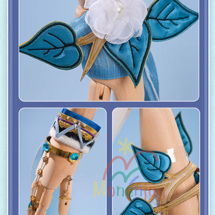 Monenjoy　原神　ラウマ　コスプレ衣装　 Lauma 　3d樹脂製髪飾り追加　ナド・クライ 　イベント　霜月の子 白銀の鹿座 　コスチュームgs1915