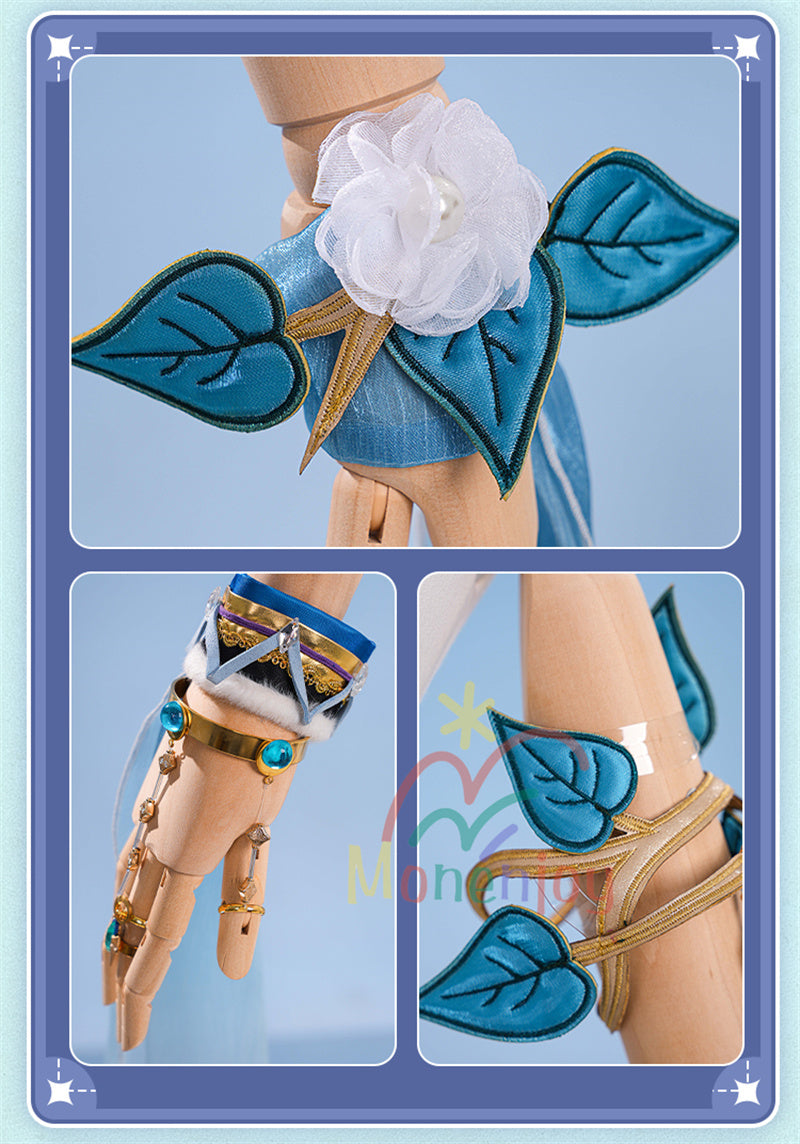 Monenjoy　原神　ラウマ　コスプレ衣装　 Lauma 　3d樹脂製髪飾り追加　ナド・クライ 　イベント　霜月の子 白銀の鹿座 　コスチュームgs1915