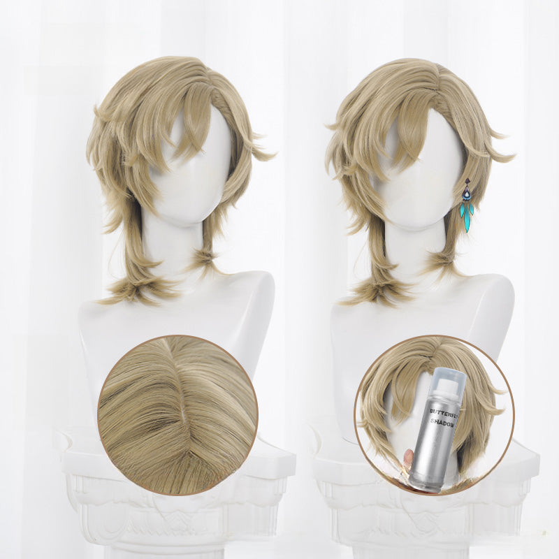 Monenjoy 崩壊スターレイル アベンチュリン ウィッグ　38cm　カツラ　コスプレ道具 博戯の砂金石 - Monenjoy