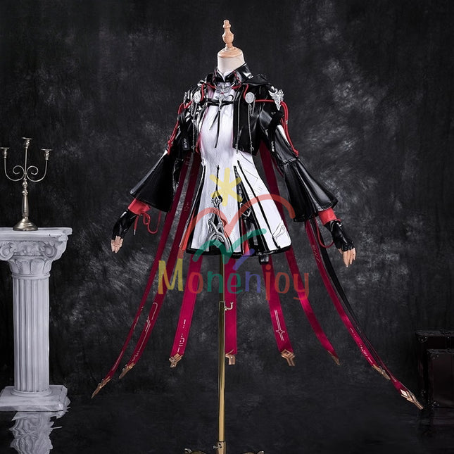 Monenjoy Arknights: ชุดคอสเพลย์ Exusiai the New Covenant พร้อมลวดลายปัก อุปกรณ์เรซิน 3 มิติ ดีไซน์ชุดต่อสู้คุณภาพสูง 