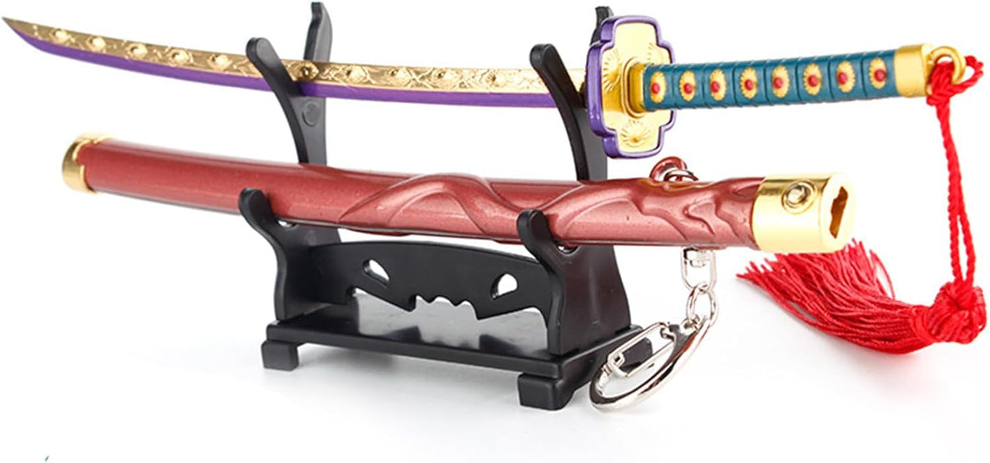 Monenjoy ミニ武器 鬼滅の刃　胡蝶 しのぶ 22cm 押して弾むキーホルダー 未開刃 おもちゃ 合金 レプリカ メタル製 キーホルダーアクセサリー キーリング キーチェーン 小物 雑貨 手遊び 卓上装備品 フィギュア武器 - Monenjoy