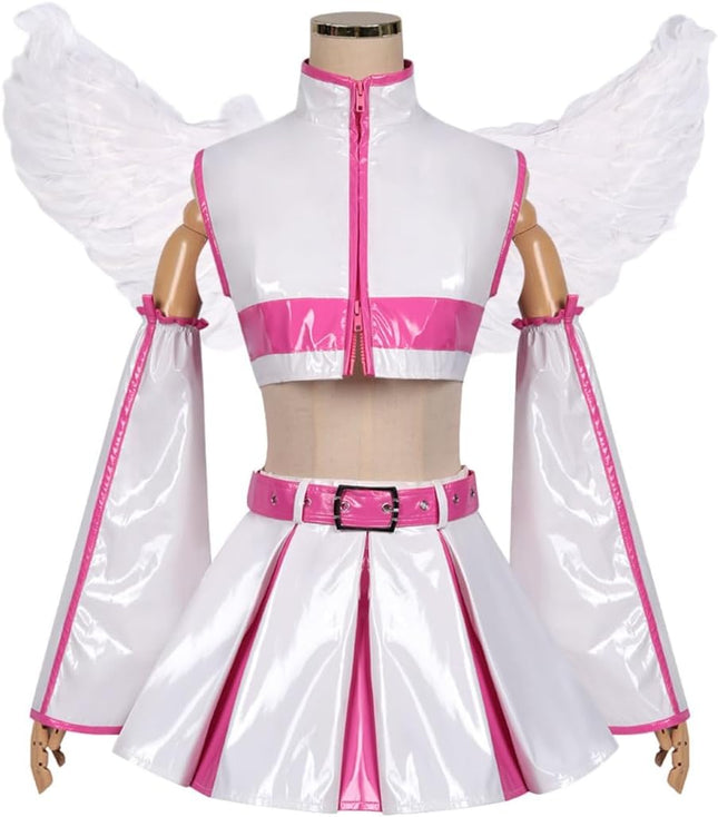 Monenjoy 2.5次元の誘惑 にごリリ 天乃リリサ コスチューム JK服 高校服 翼付 コスプレ衣装 髪飾り付 cosplay ハロウィン クリスマス 仮装 イベント - Monenjoy